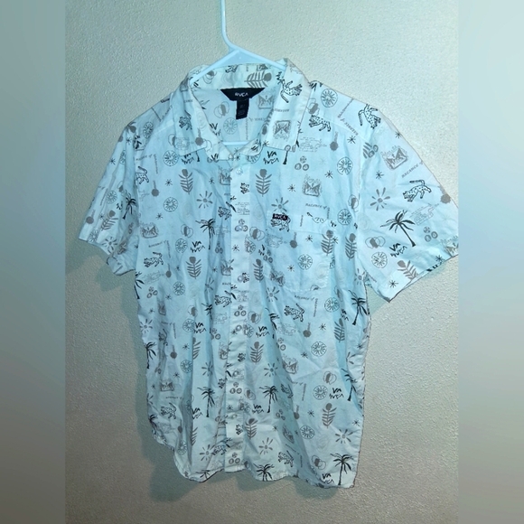 Men’s RVCA button up Balance Of Opposites Palm Vacation shirt S - Picture 1 of 6